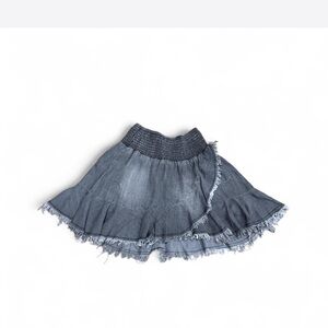 Vintage faux Denim grey  Blue Women's Skirt distressed